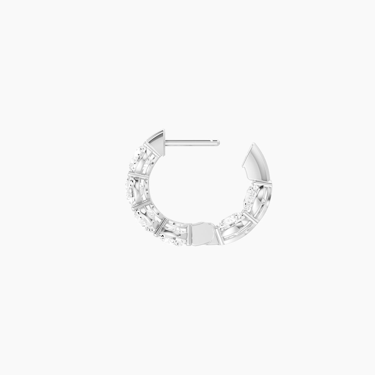 18k White Gold 1cm Round White Lab Diamond Inside-Out Hoop Earrings | 3.6 ct total
