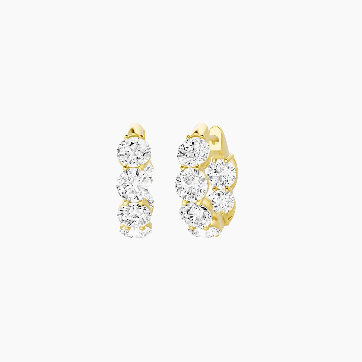 18k Yellow Gold 1cm Round White Lab Diamond Inside-Out Hoop Earrings | 3.6 ct total