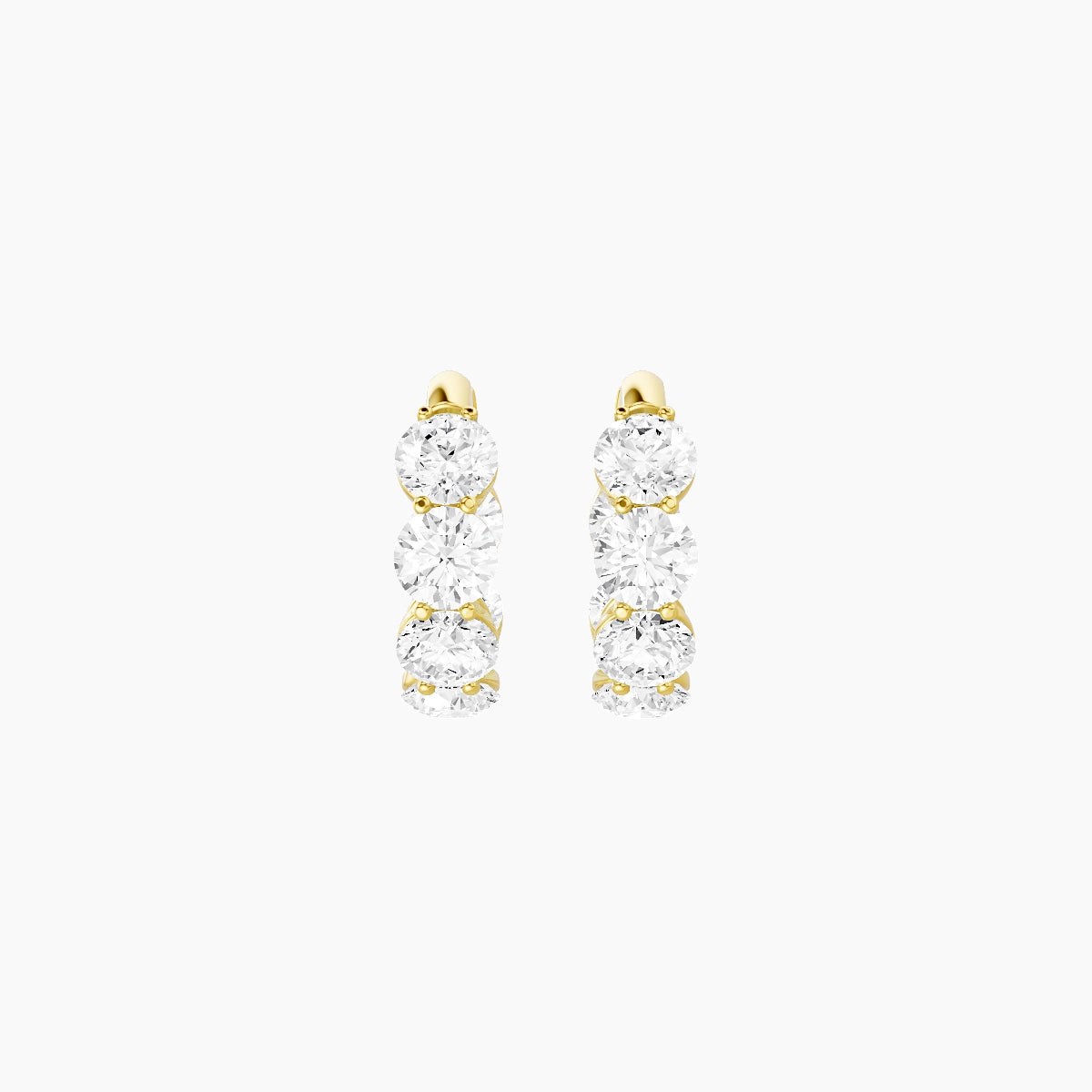 18k Yellow Gold 1cm Round White Lab Diamond Inside-Out Hoop Earrings | 3.6 ct total