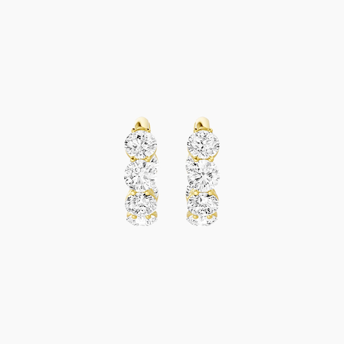 18k Yellow Gold 1cm Round White Lab Diamond Inside-Out Hoop Earrings | 3.6 ct total