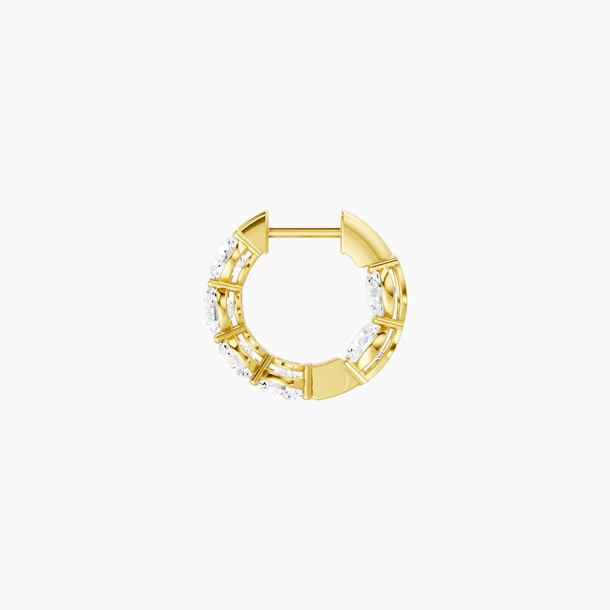 18k Yellow Gold 1cm Round White Lab Diamond Inside-Out Hoop Earrings | 3.6 ct total