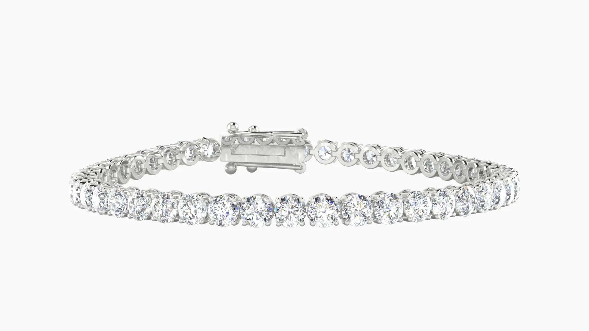 Italian Prong Setting | 18k White Gold 3.4 mm White Lab Diamond Round Tennis Bracelet