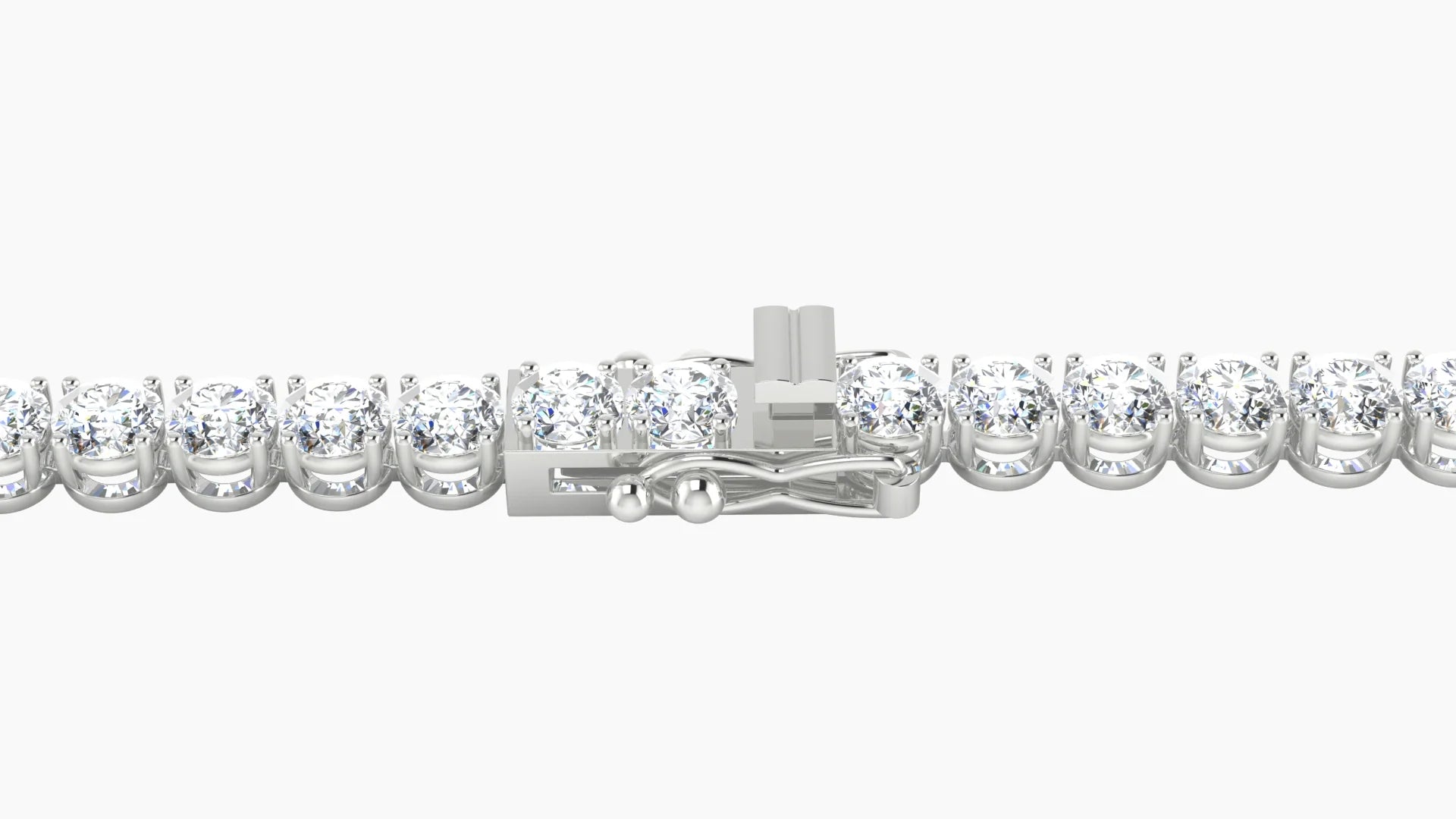 Italian Prong Setting | 18k White Gold 3.4 mm White Lab Diamond Round Tennis Bracelet