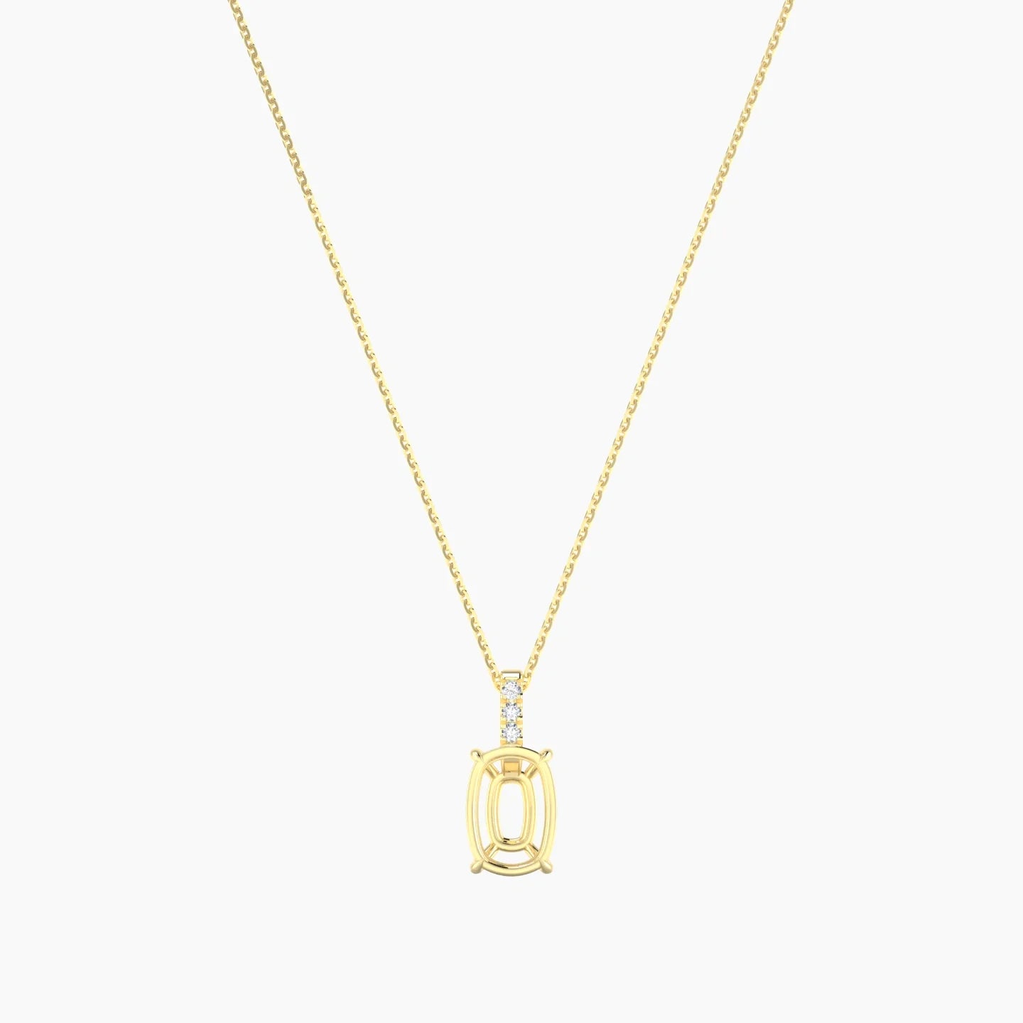 Paved Hanging Solitaire | 18k Yellow Gold 3-4.99 ct Cushion Cut Pendant Setting