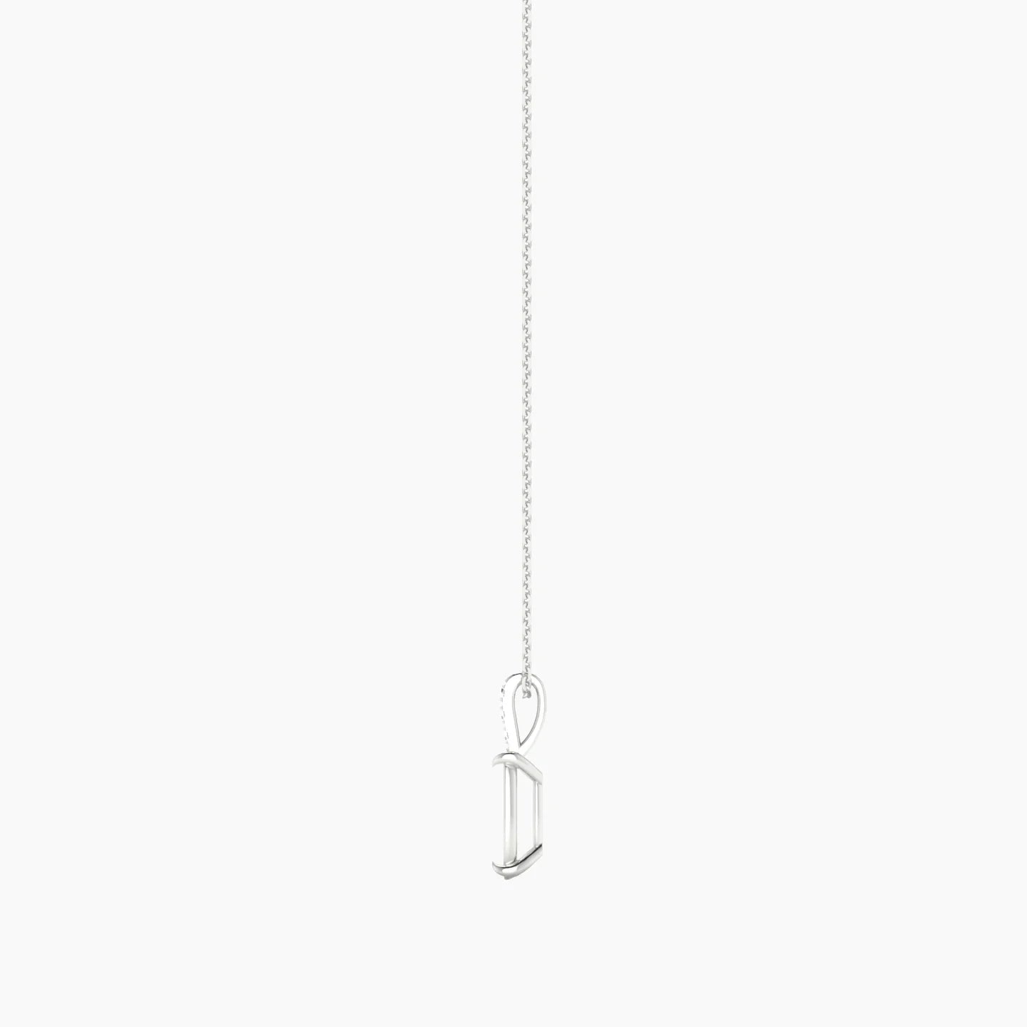 Paved Hanging Solitaire | 18k White Gold 3-4.99 ct Cushion Cut Pendant Setting