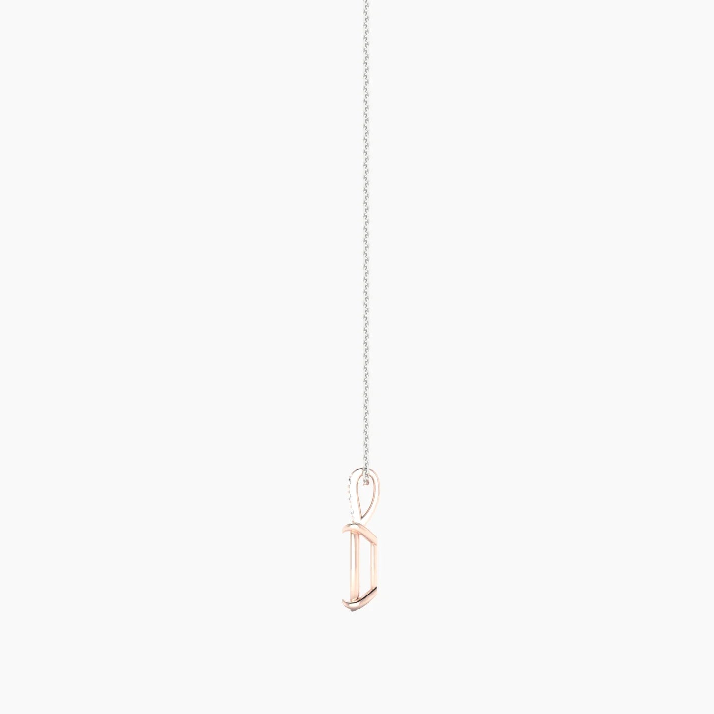 Paved Hanging Solitaire | 18k White & Rose Gold 3-4.99 ct Cushion Cut Pendant Setting
