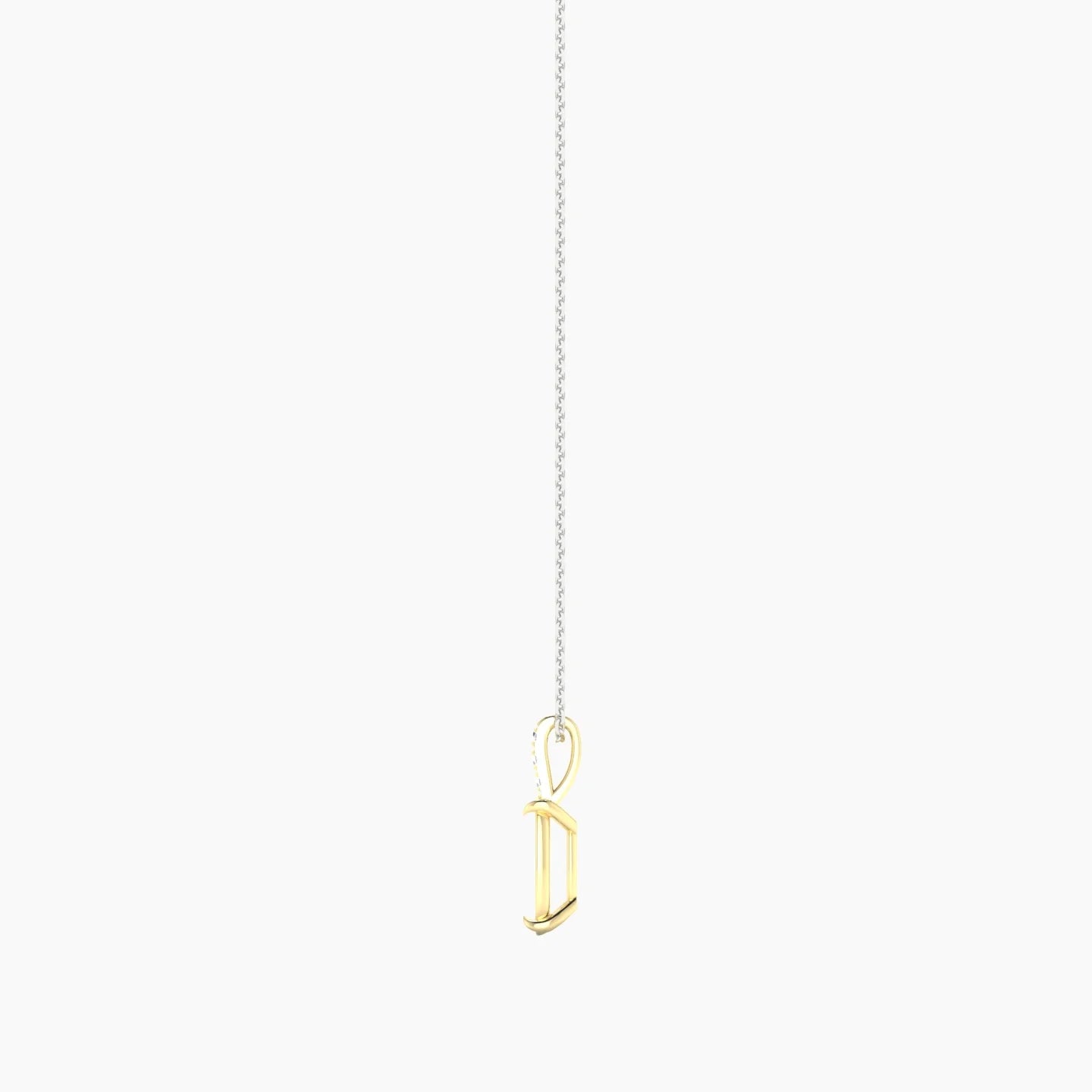 Paved Hanging Solitaire | 18k White & Yellow Gold 3-4.99 ct Cushion Cut Pendant Setting