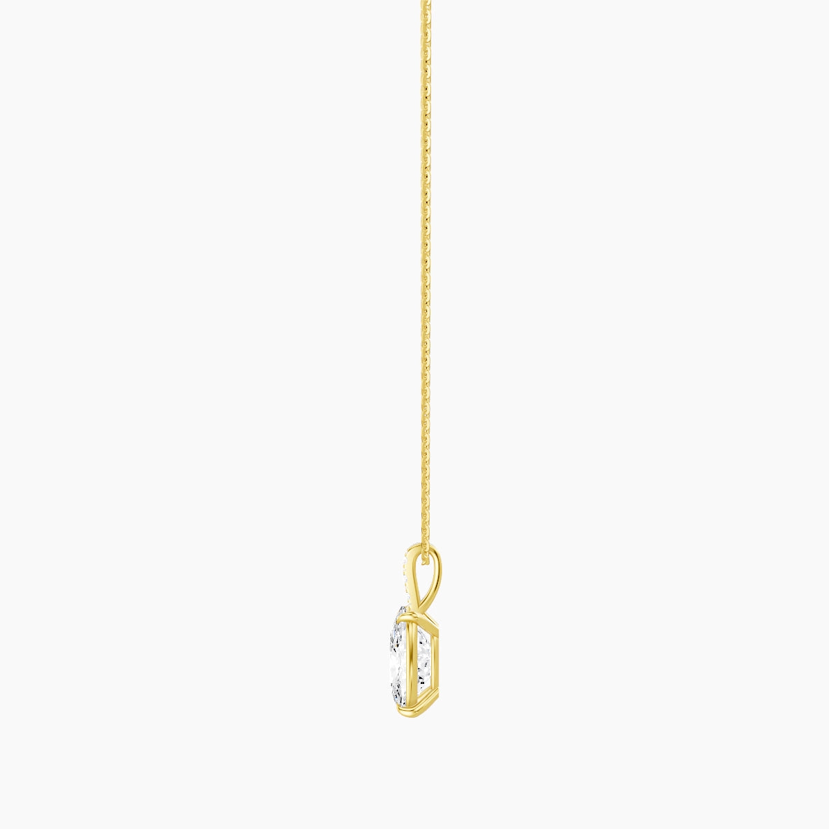 Paved Hanging Solitaire | 18k Yellow Gold 3 ct White Lab Diamond Cushion Pendant