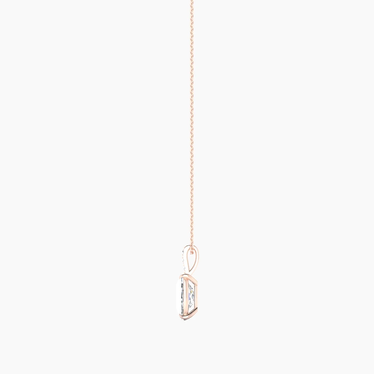 Paved Hanging Solitaire | 18k Rose Gold 3 ct Lab Diamond Cushion Cut Pendant