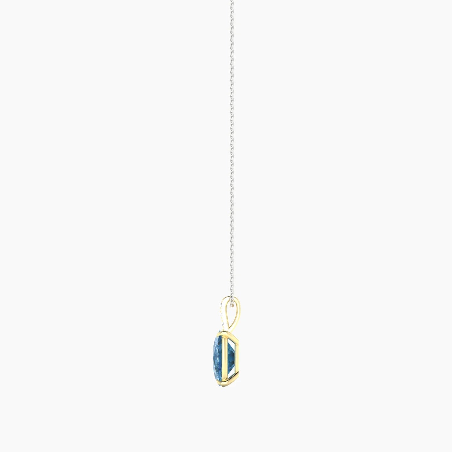 Paved Hanging Solitaire | 18k White & Yellow Gold 3 ct Blue Lab Diamond Cushion Cut Pendant