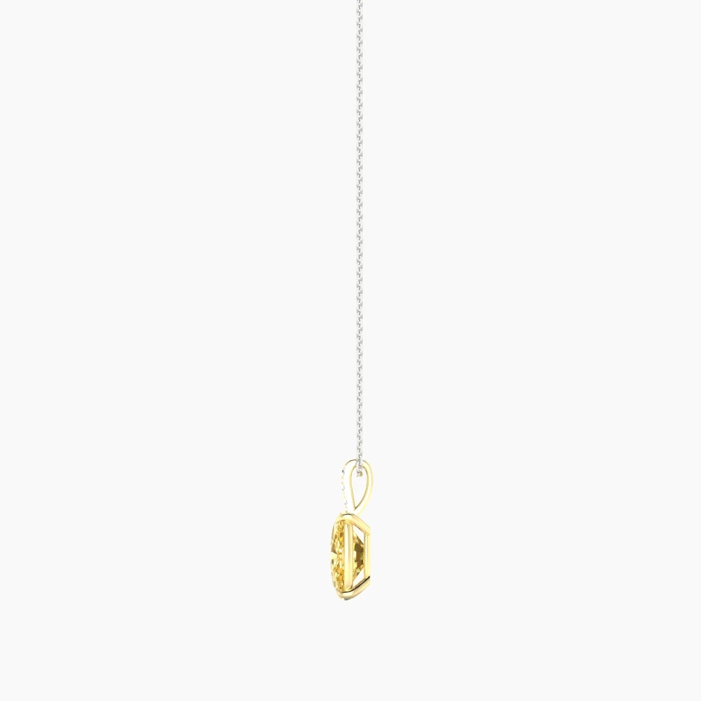 Paved Hanging Solitaire | 18k White & Yellow Gold 3 ct Yellow Lab Diamond Cushion Cut Pendant