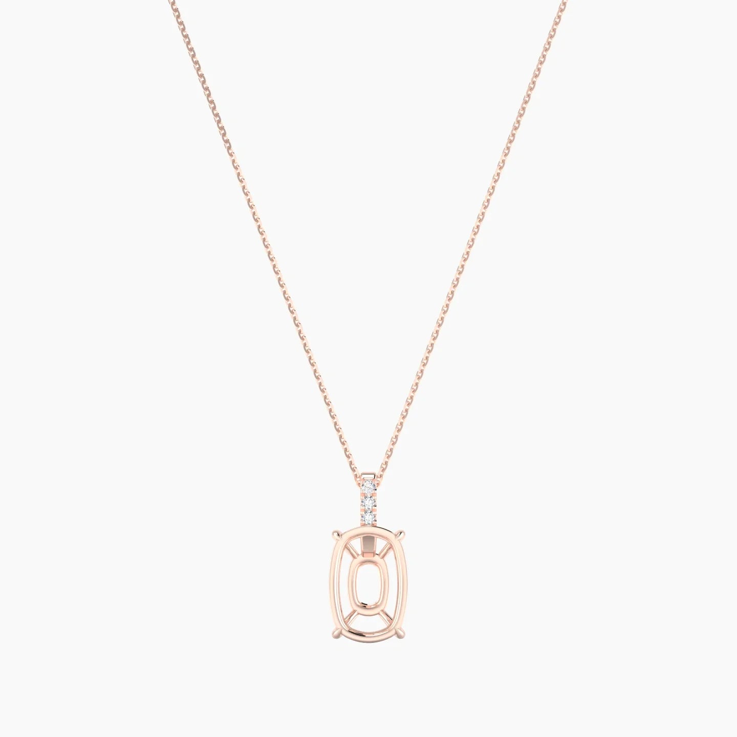 Paved Hanging Solitaire | 18k Rose Gold 5-7.99 ct Cushion Cut Pendant Setting
