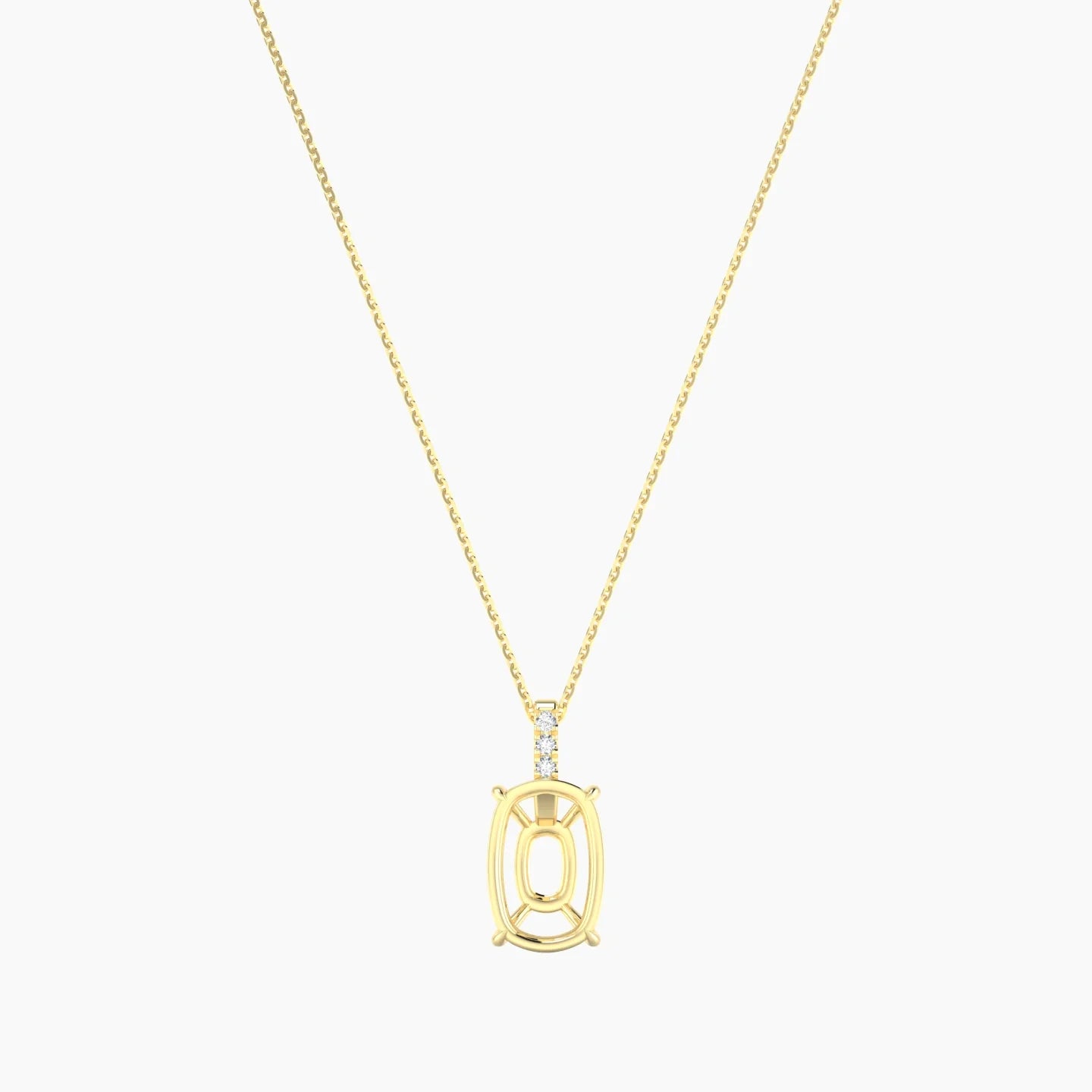 Paved Hanging Solitaire | 18k Yellow Gold 5-7.99 ct Cushion Cut Pendant Setting