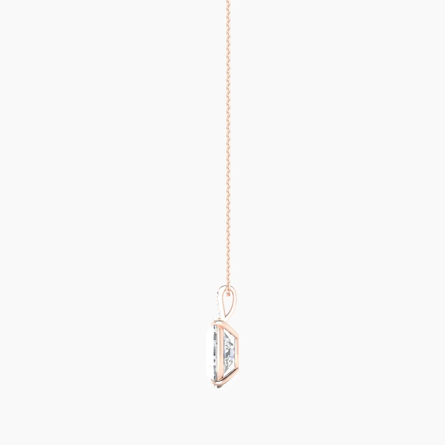 Paved Hanging Solitaire | 18k Rose Gold 5 ct Lab Diamond Cushion Cut Pendant