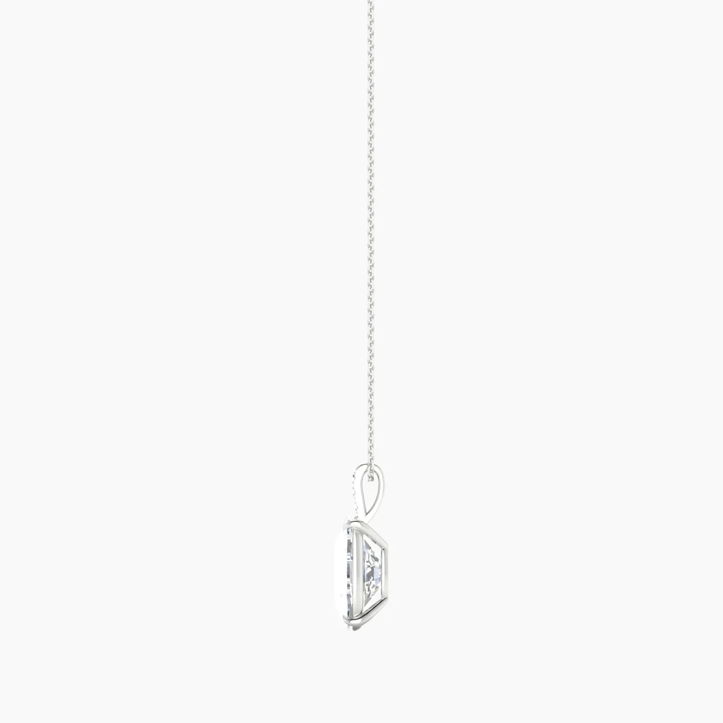 Paved Hanging Solitaire | 18k White Gold 5 ct Lab Diamond Cushion Cut Pendant