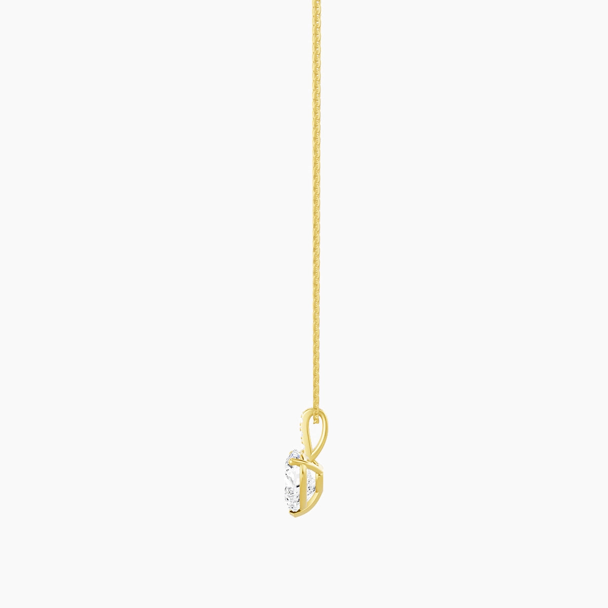 Paved Hanging Solitaire | 18k Yellow Gold 2 ct White Lab Diamond Heart Pendant