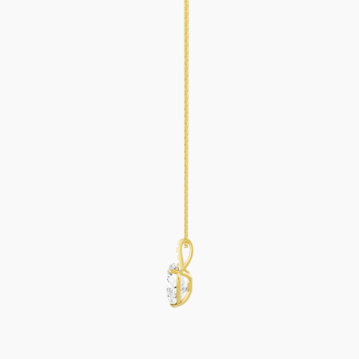 Paved Hanging Solitaire | 18k Yellow Gold 3 ct White Lab Diamond Heart Pendant