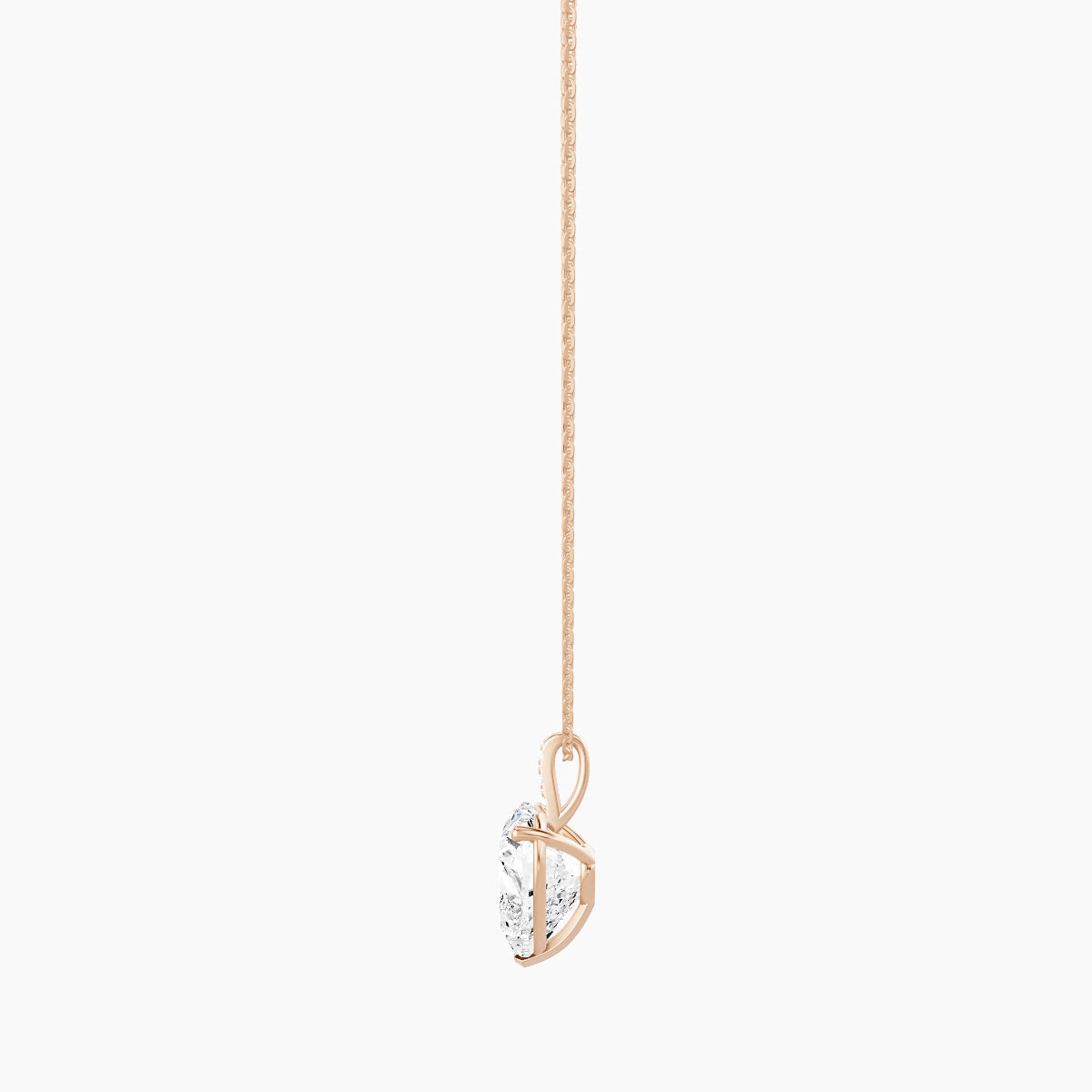 Paved Hanging Solitaire | 18k Rose Gold 5 ct White Lab Diamond Heart Pendant