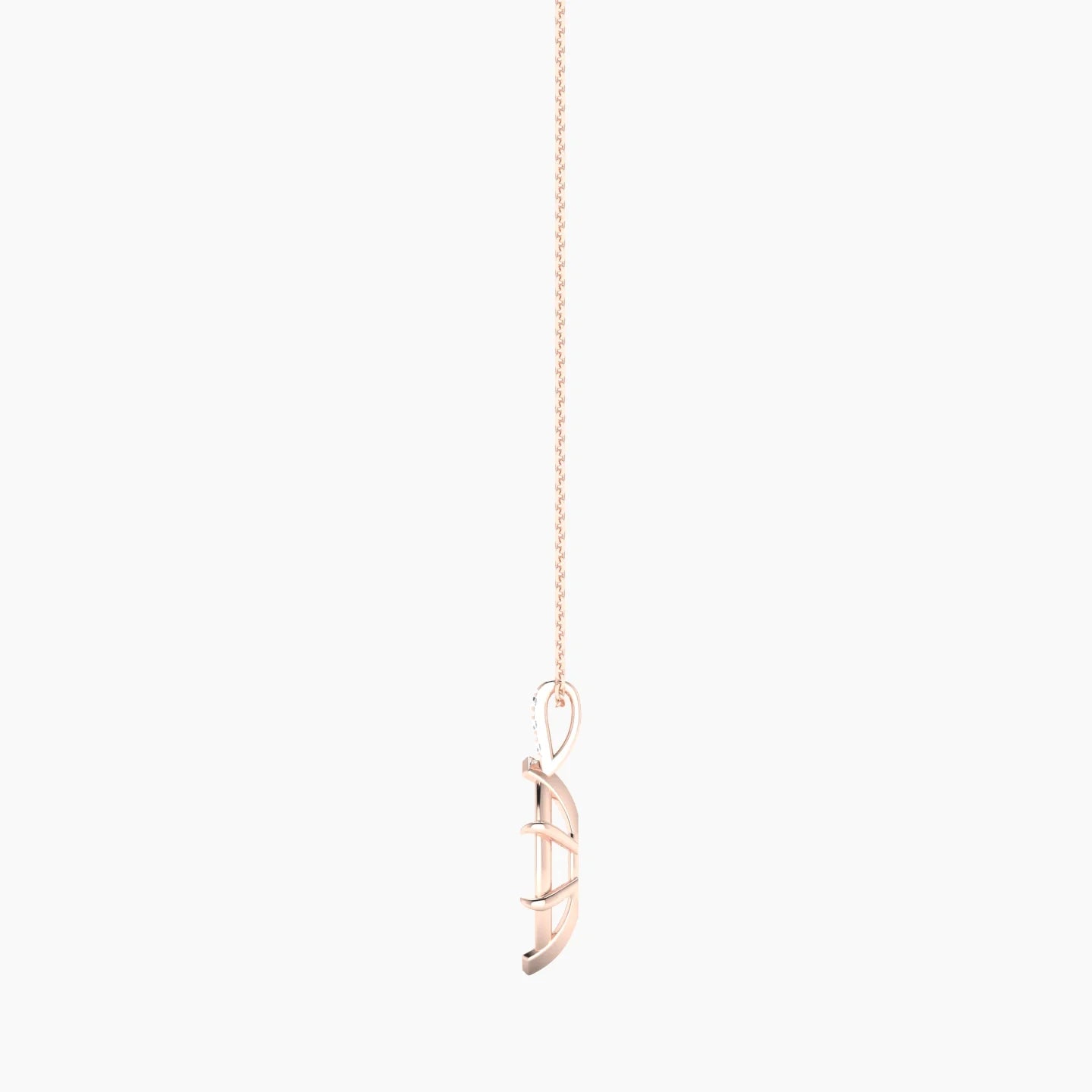 Paved Hanging Solitaire | 18k Rose Gold 3-4.99 ct Marquise Cut Pendant Setting