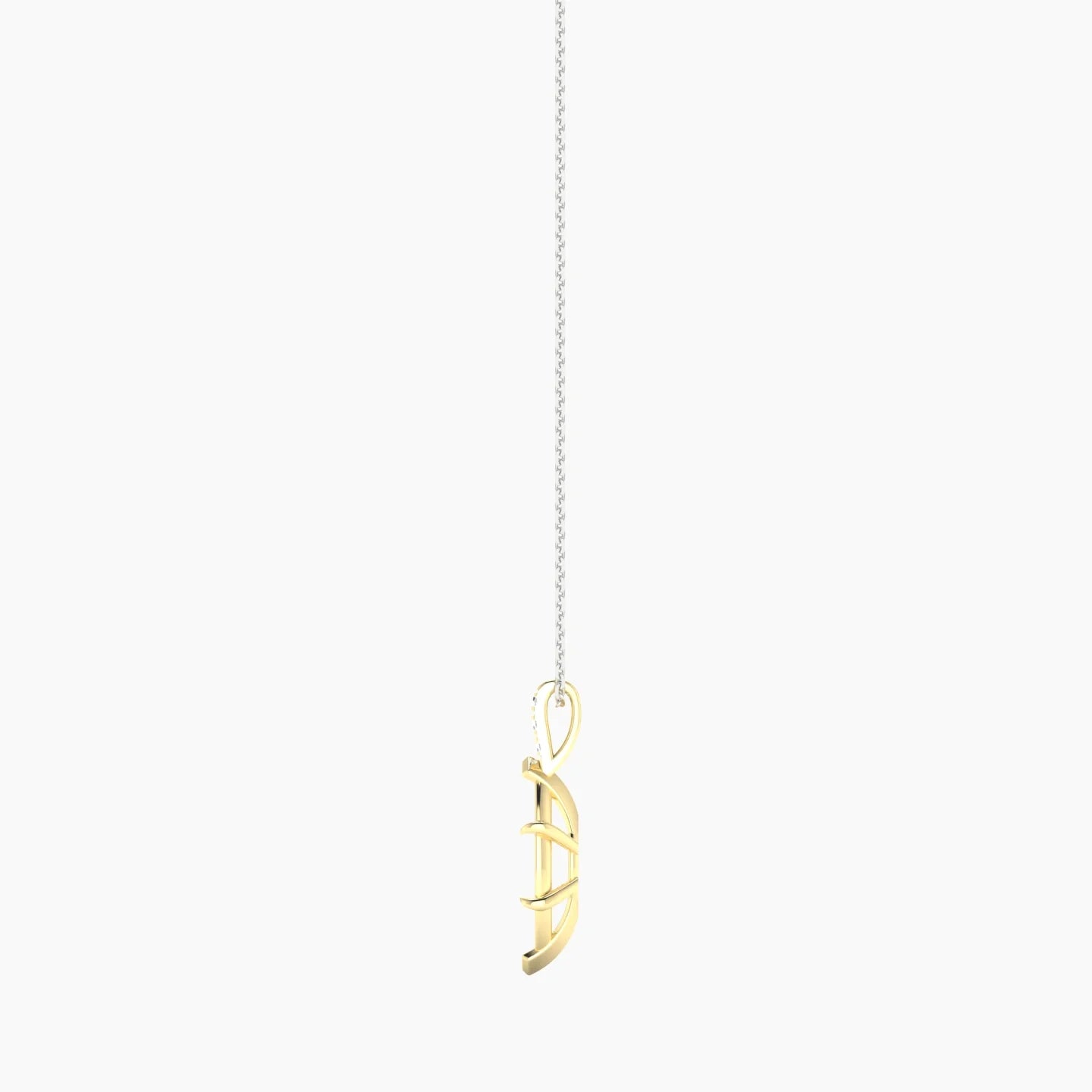 Paved Hanging Solitaire | 18k White & Yellow Gold 3-4.99 ct Marquise Cut Pendant Setting