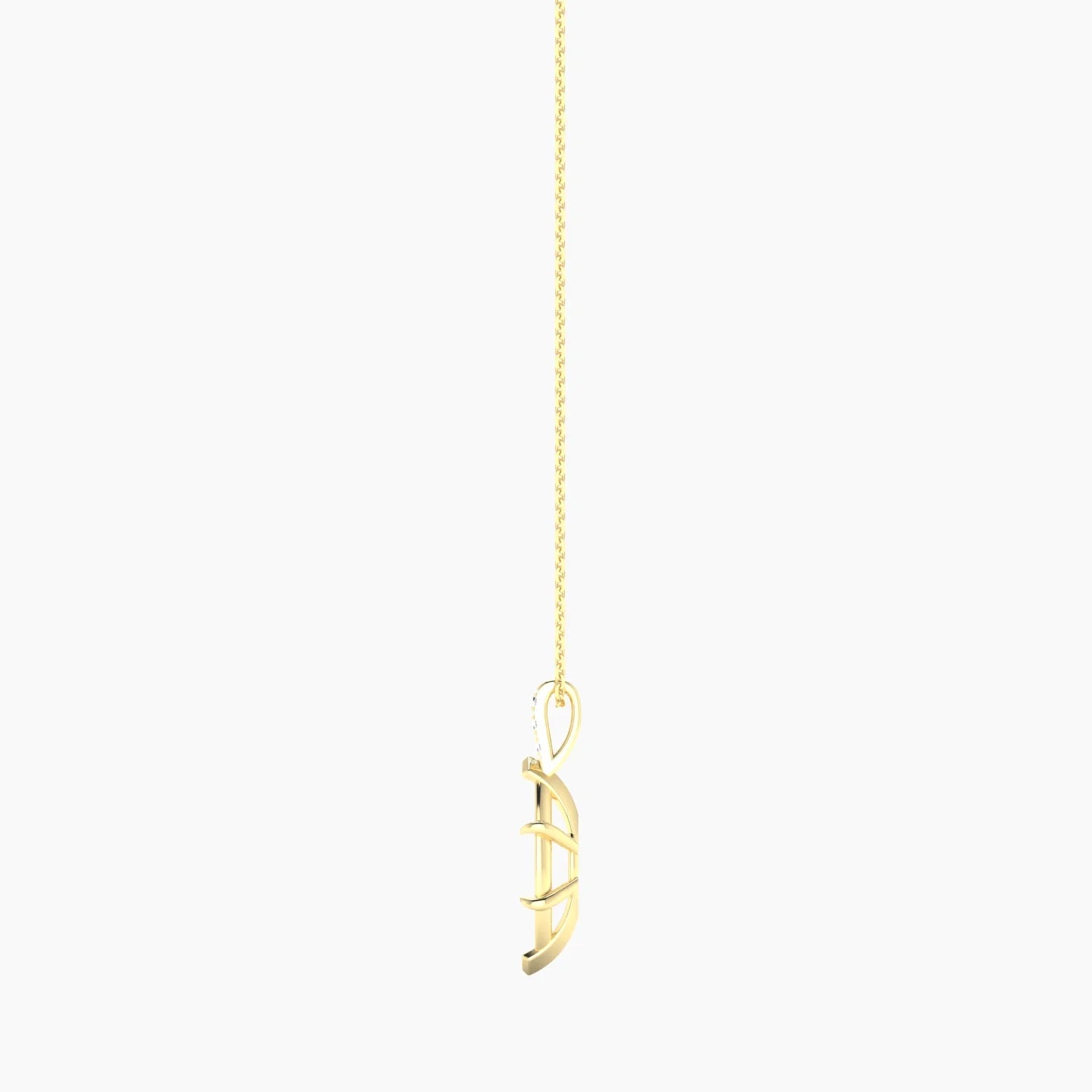Paved Hanging Solitaire | 18k Yellow Gold 3-4.99 ct Marquise Cut Pendant Setting