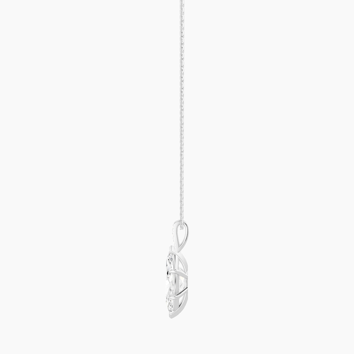 Paved Hanging Solitaire | 18k White Gold 3 ct White Lab Diamond Marquise Pendant