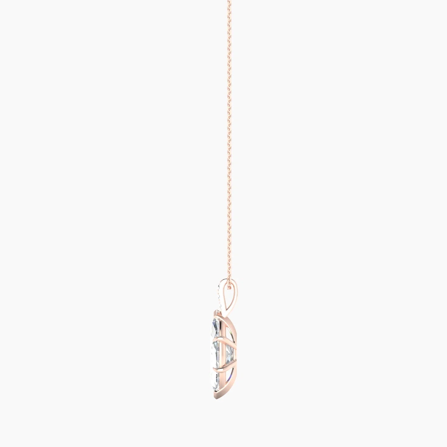 Paved Hanging Solitaire | 18k Rose Gold 3 ct Lab Diamond Marquise Cut Pendant