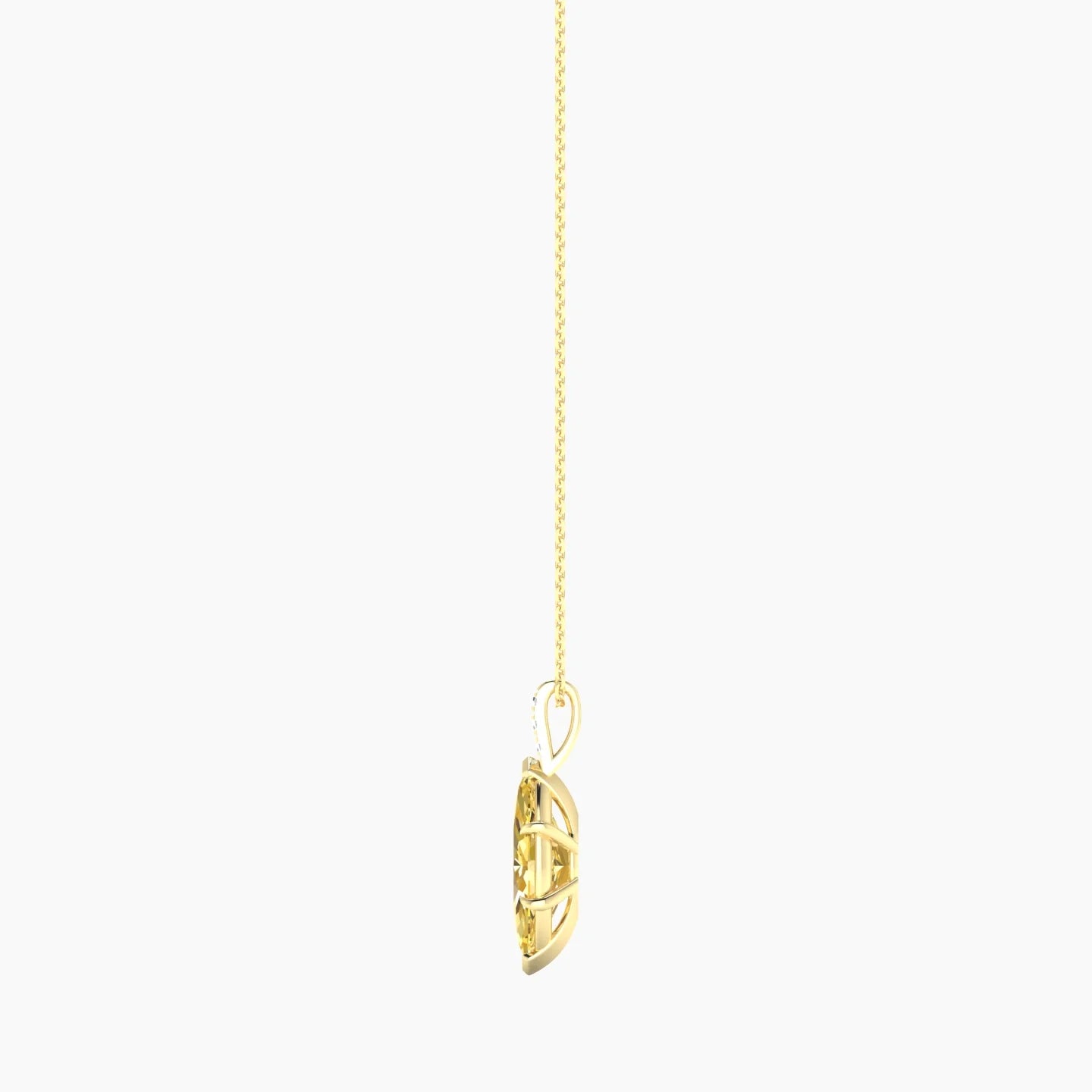 Paved Hanging Solitaire | 18k Yellow Gold 3 ct Yellow Lab Diamond Marquise Cut Pendant