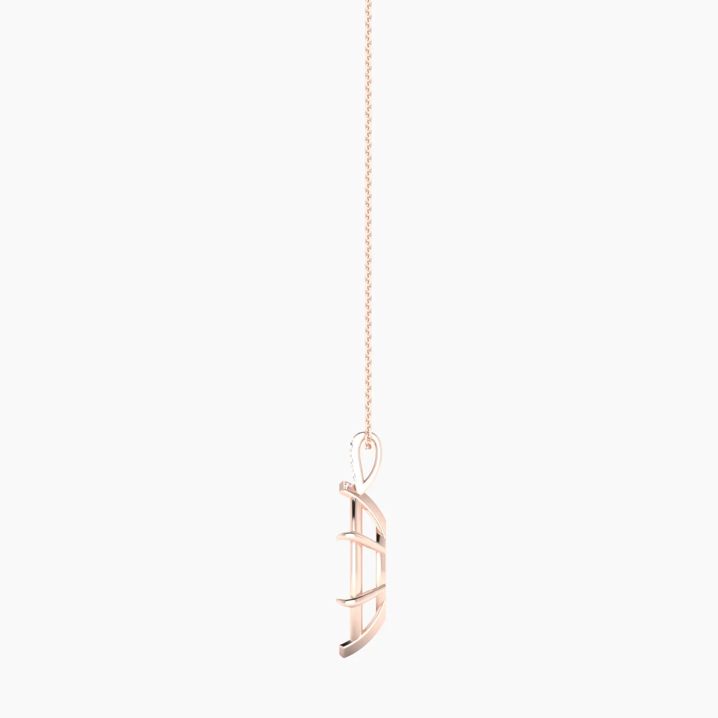 Paved Hanging Solitaire | 18k Rose Gold 5-7.99 ct Marquise Cut Pendant Setting