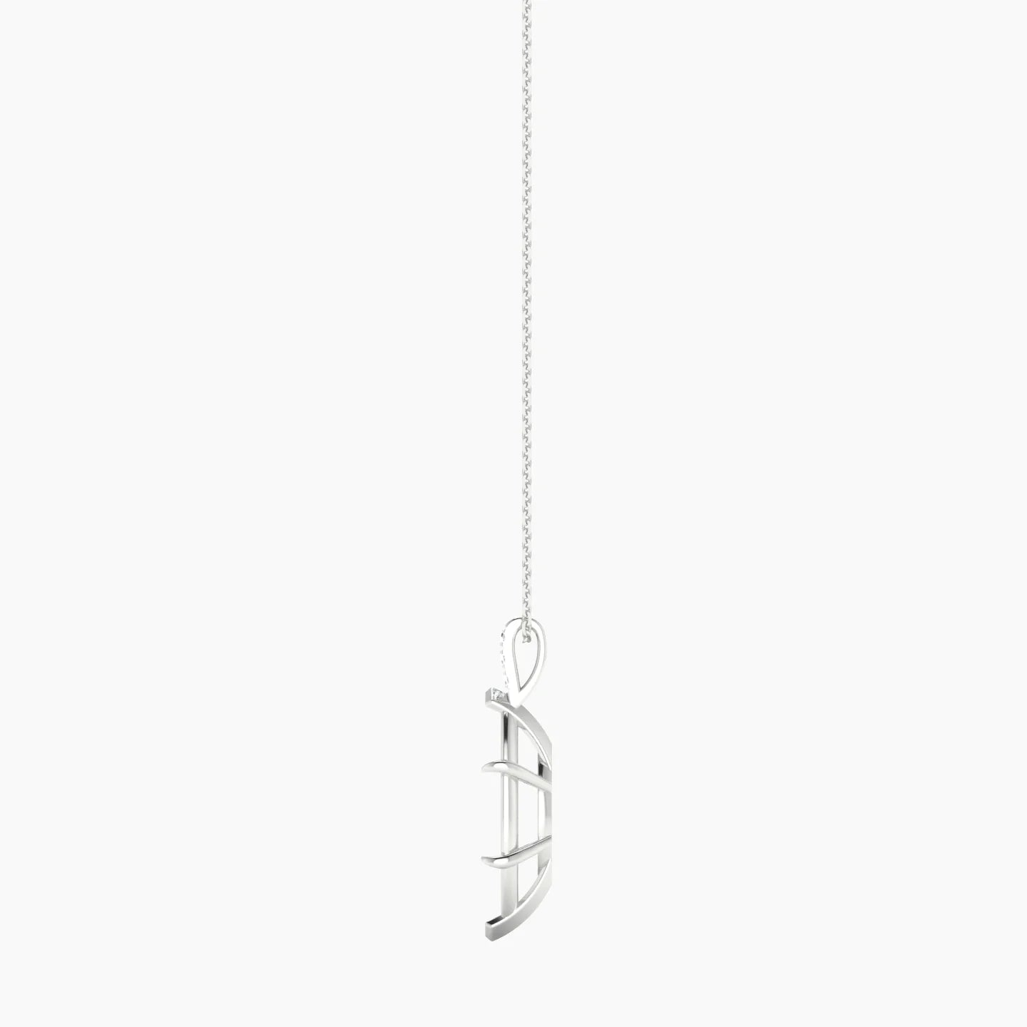 Paved Hanging Solitaire | 18k White Gold 5-7.99 ct Marquise Cut Pendant Setting