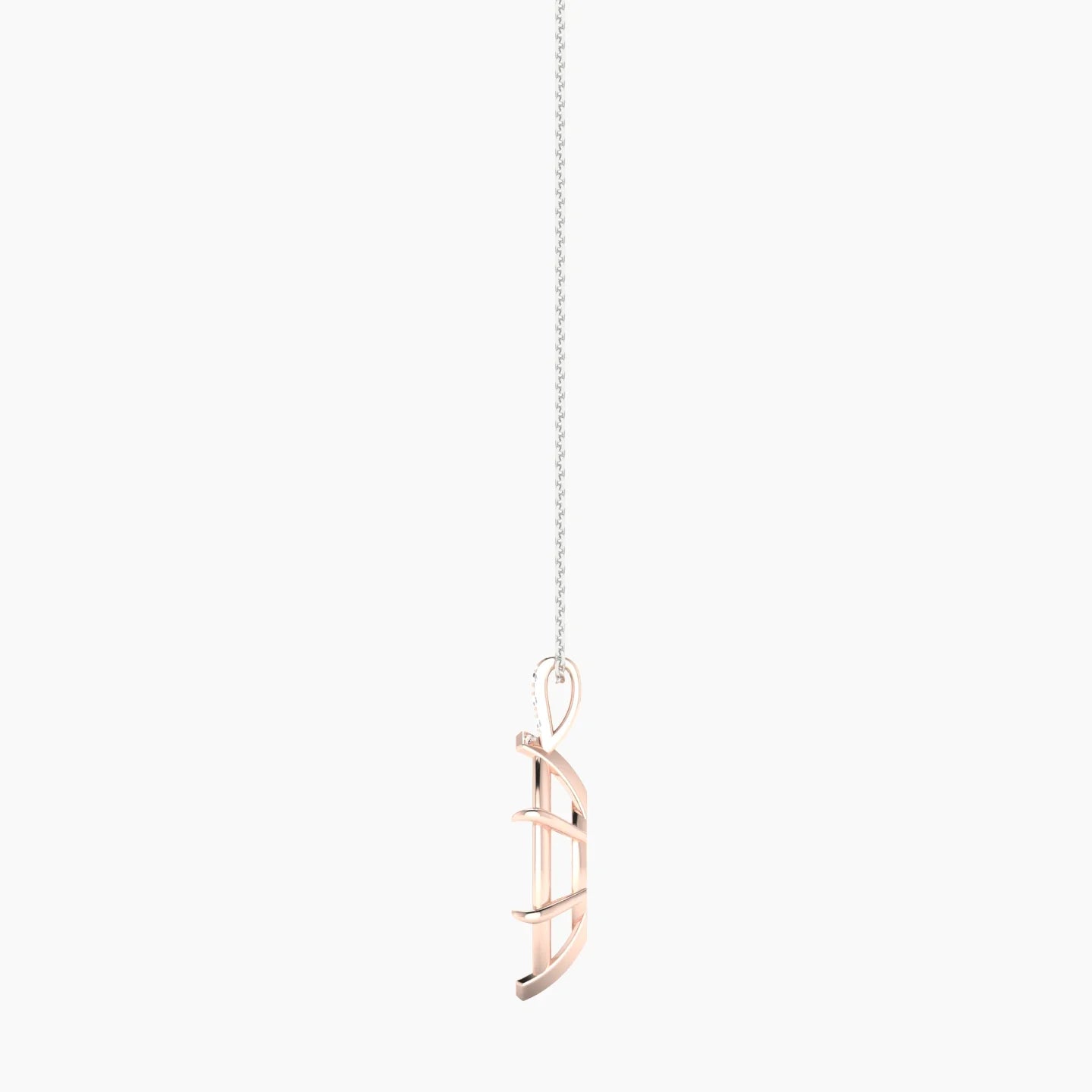 Paved Hanging Solitaire | 18k White & Rose Gold 5-7.99 ct Marquise Cut Pendant Setting