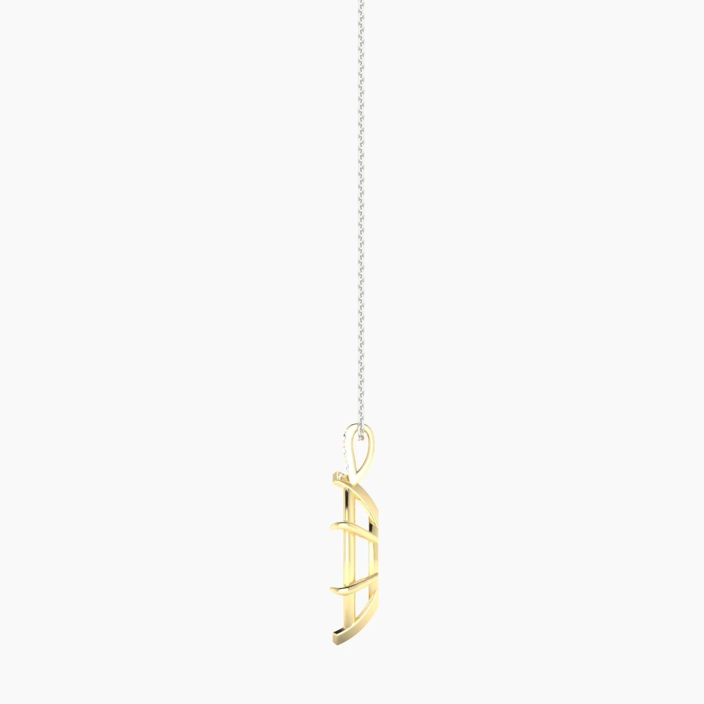 Paved Hanging Solitaire | 18k White & Yellow Gold 5-7.99 ct Marquise Cut Pendant Setting