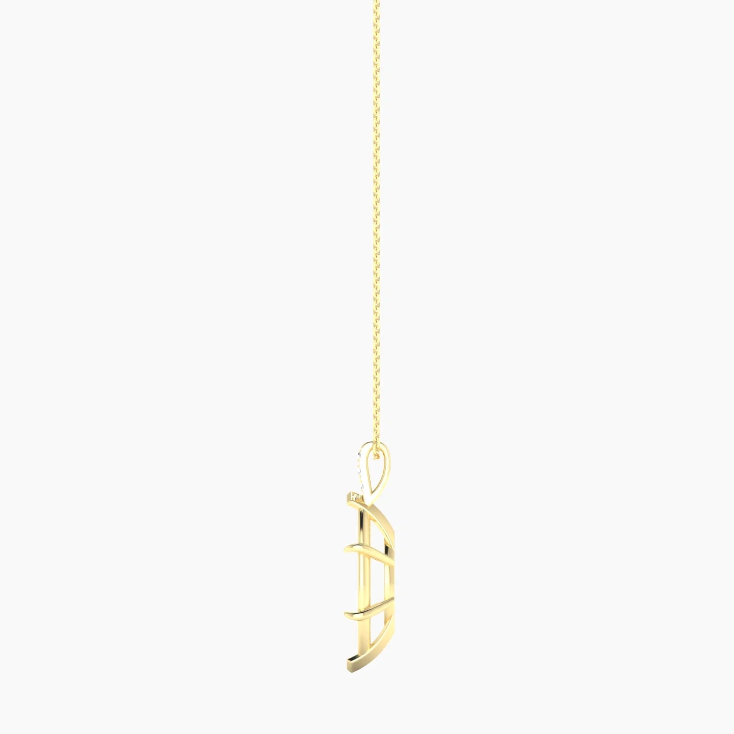 Paved Hanging Solitaire | 18k Yellow Gold 5-7.99 ct Marquise Cut Pendant Setting