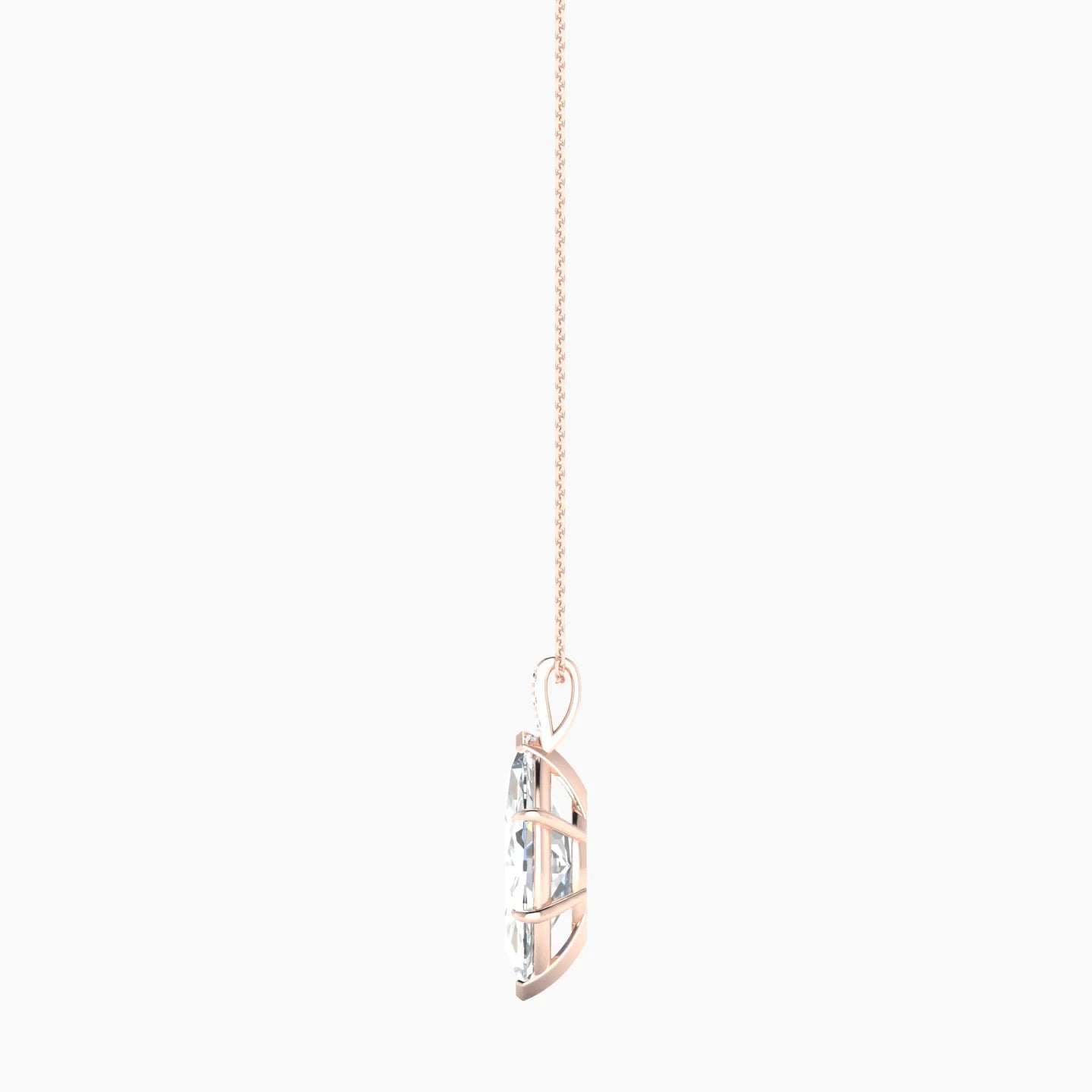 Paved Hanging Solitaire | 18k Rose Gold 5 ct Lab Diamond Marquise Cut Pendant