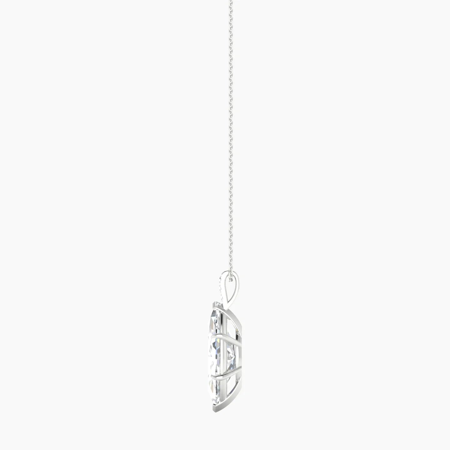 Paved Hanging Solitaire | 18k White Gold 5 ct Lab Diamond Marquise Cut Pendant