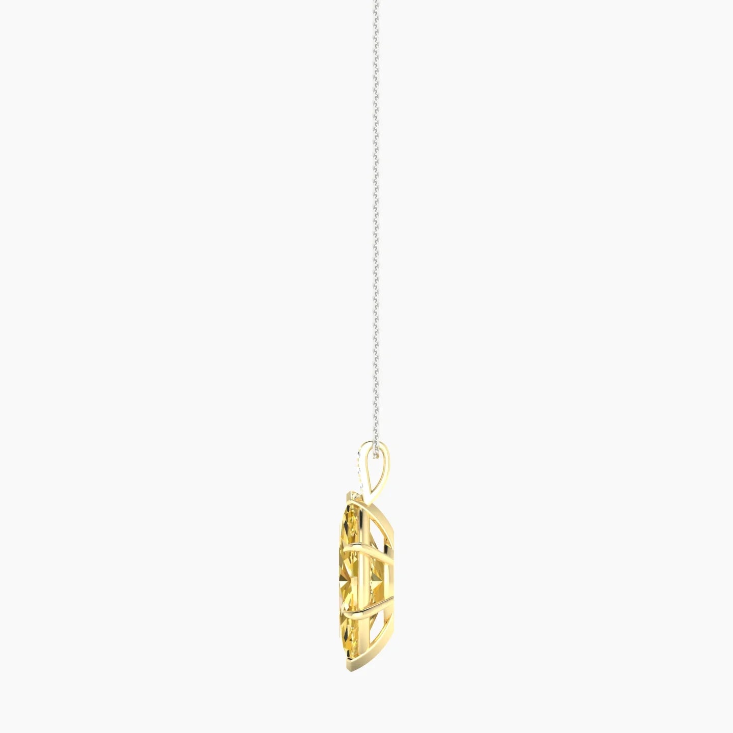 Paved Hanging Solitaire | 18k White & Yellow Gold 5 ct Yellow Lab Diamond Marquise Cut Pendant