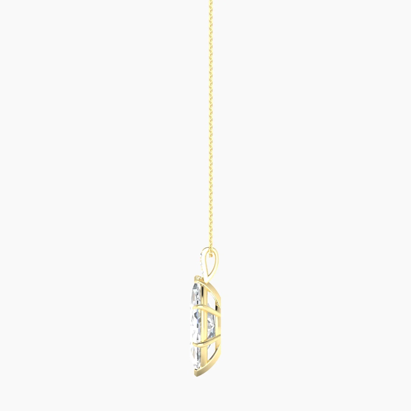 Paved Hanging Solitaire | 18k Yellow Gold 5 ct Lab Diamond Marquise Cut Pendant