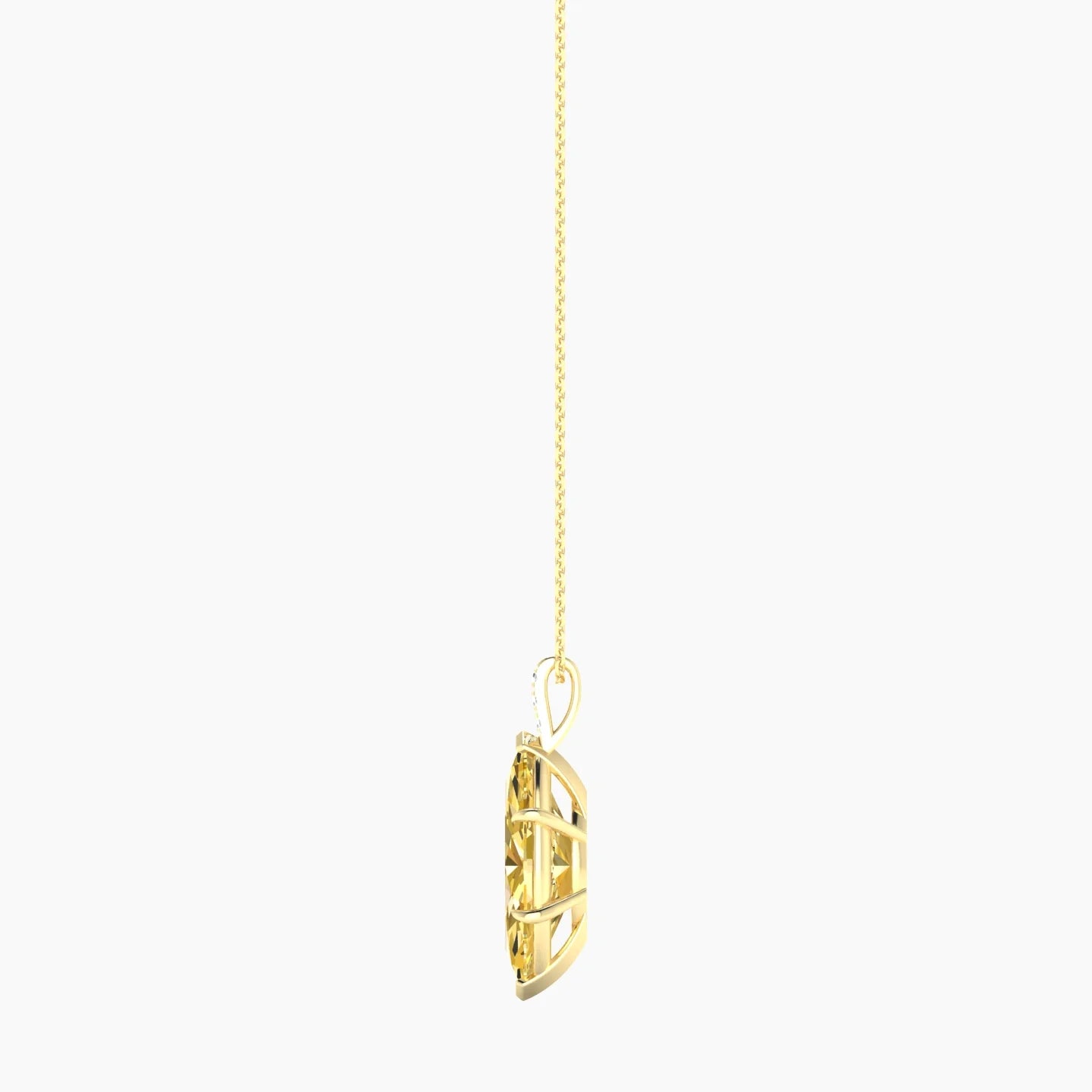 Paved Hanging Solitaire | 18k Yellow Gold 5 ct Yellow Lab Diamond Marquise Cut Pendant