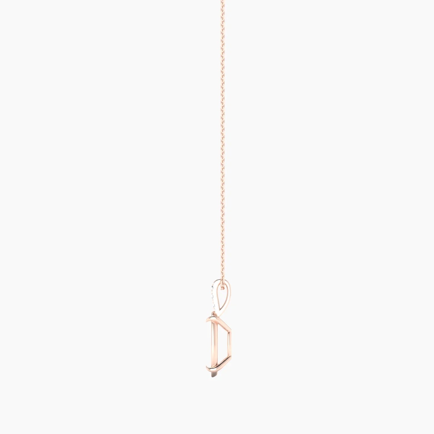 Paved Hanging Solitaire | 18k Rose Gold 3-4.99 ct Oval Cut Pendant Setting
