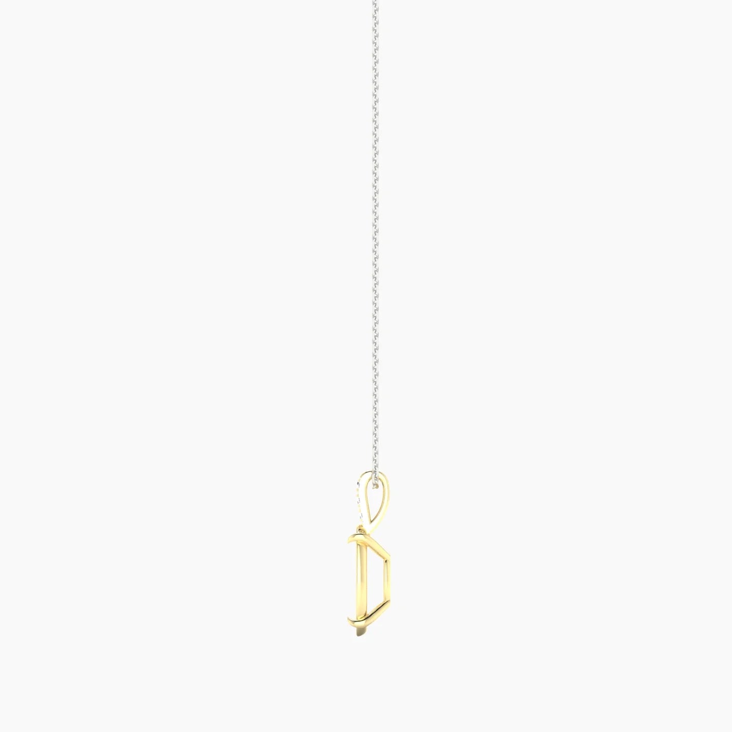 Paved Hanging Solitaire | 18k White & Yellow Gold 3-4.99 ct Oval Cut Pendant Setting