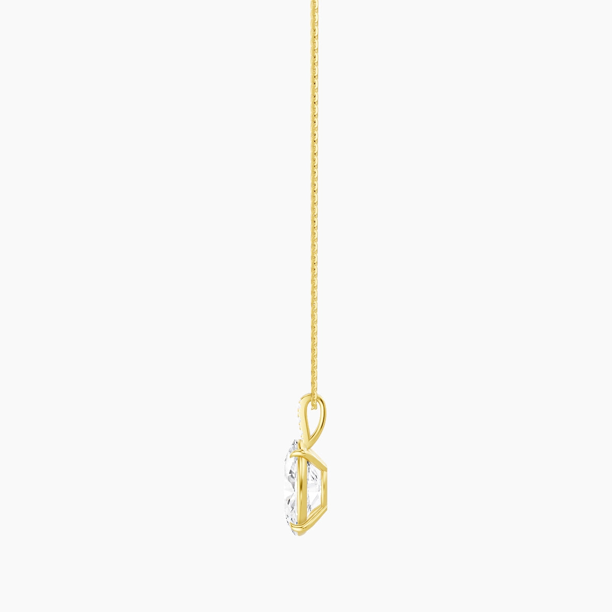 Paved Hanging Solitaire | 18k Yellow Gold 3 ct White Lab Diamond Oval Pendant