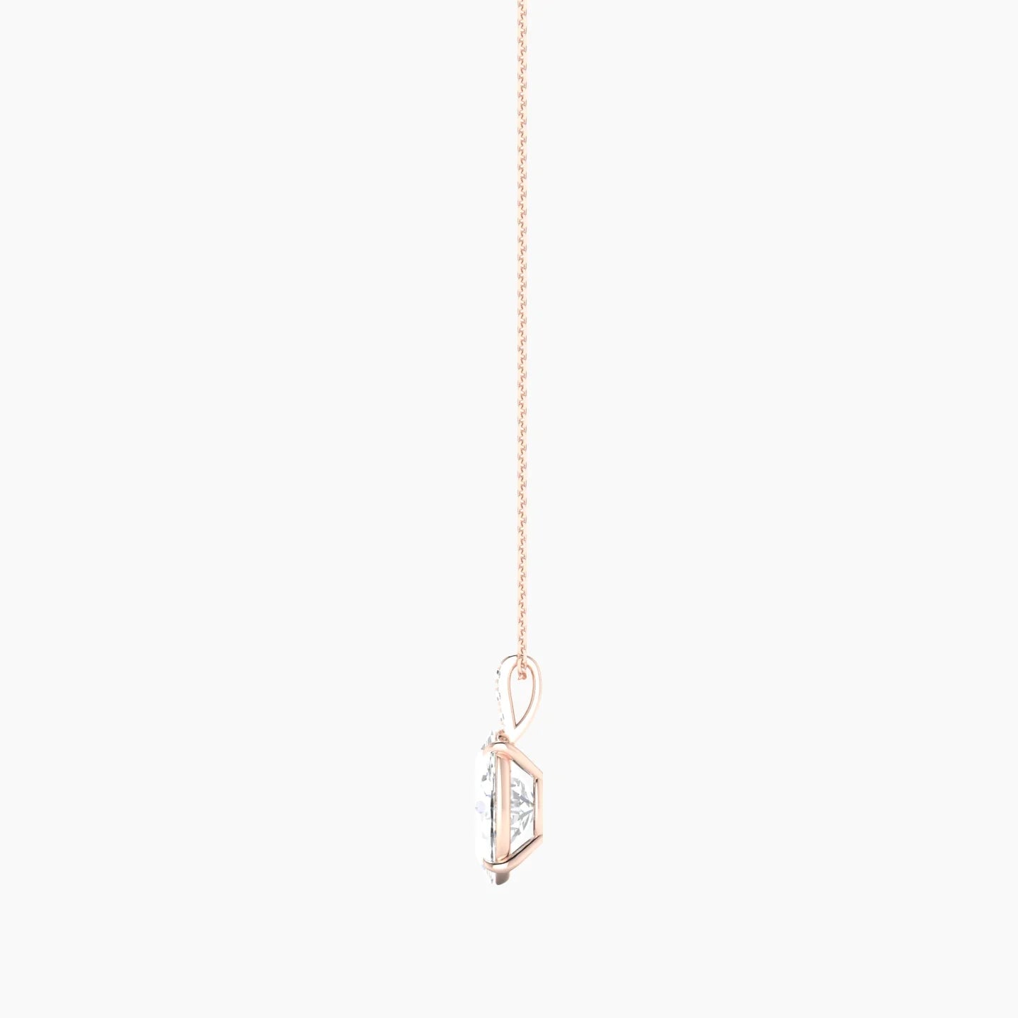 Paved Hanging Solitaire | 18k Rose Gold 3 ct Lab Diamond Oval Cut Pendant