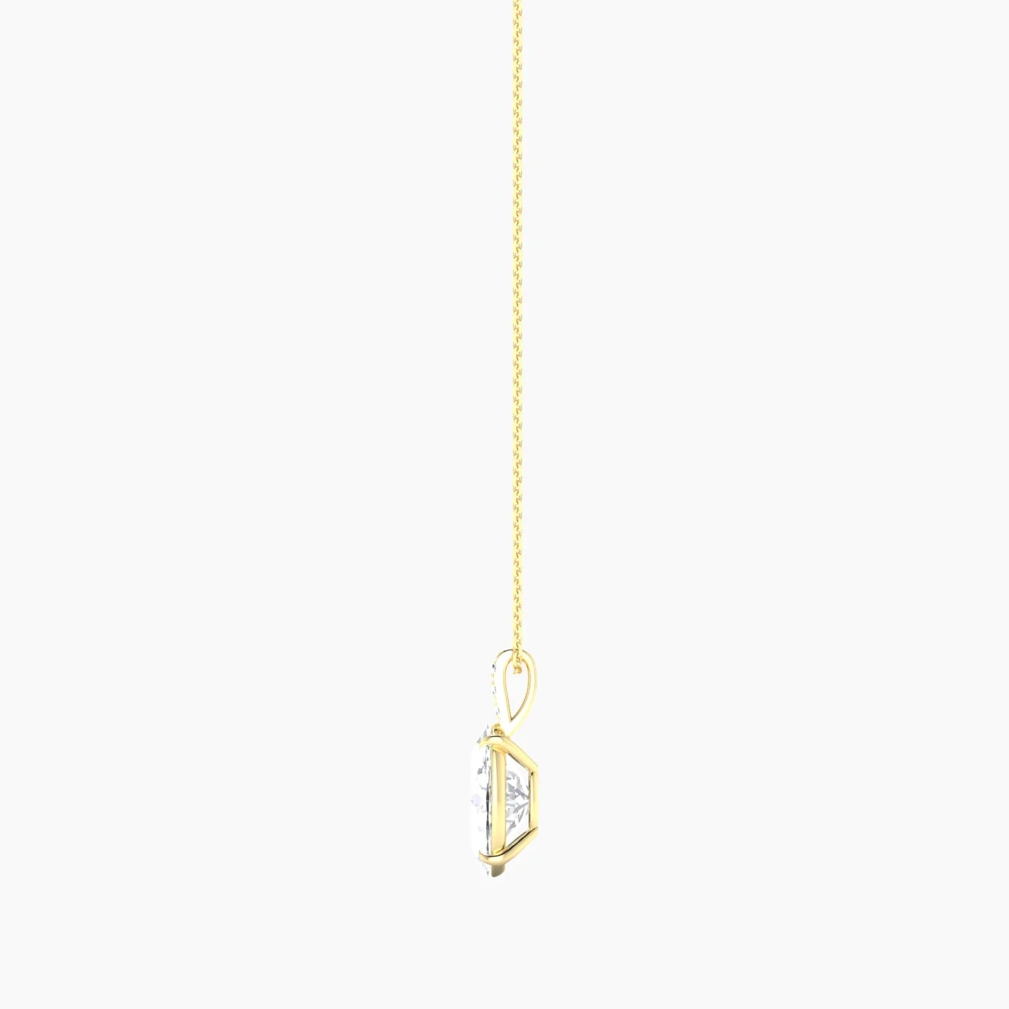 Paved Hanging Solitaire | 18k Yellow Gold 3 ct Lab Diamond Oval Cut Pendant