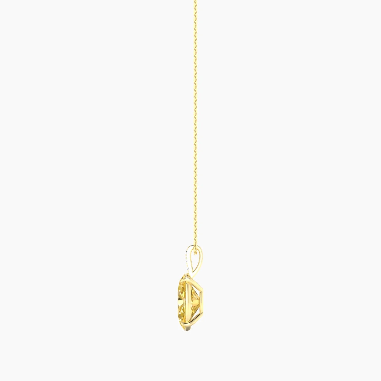 Paved Hanging Solitaire | 18k Yellow Gold 3 ct Yellow Lab Diamond Oval Cut Pendant