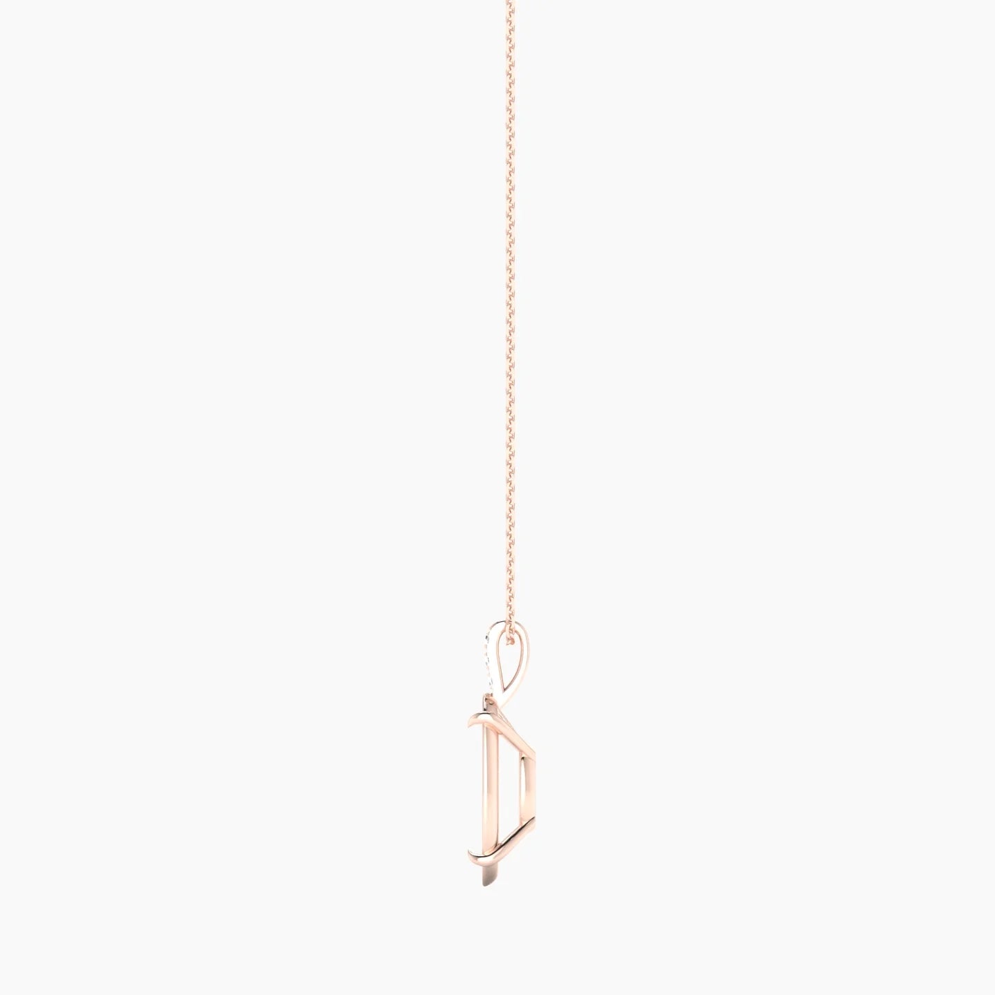 Paved Hanging Solitaire | 18k Rose Gold 5-7.99 ct Oval Cut Pendant Setting