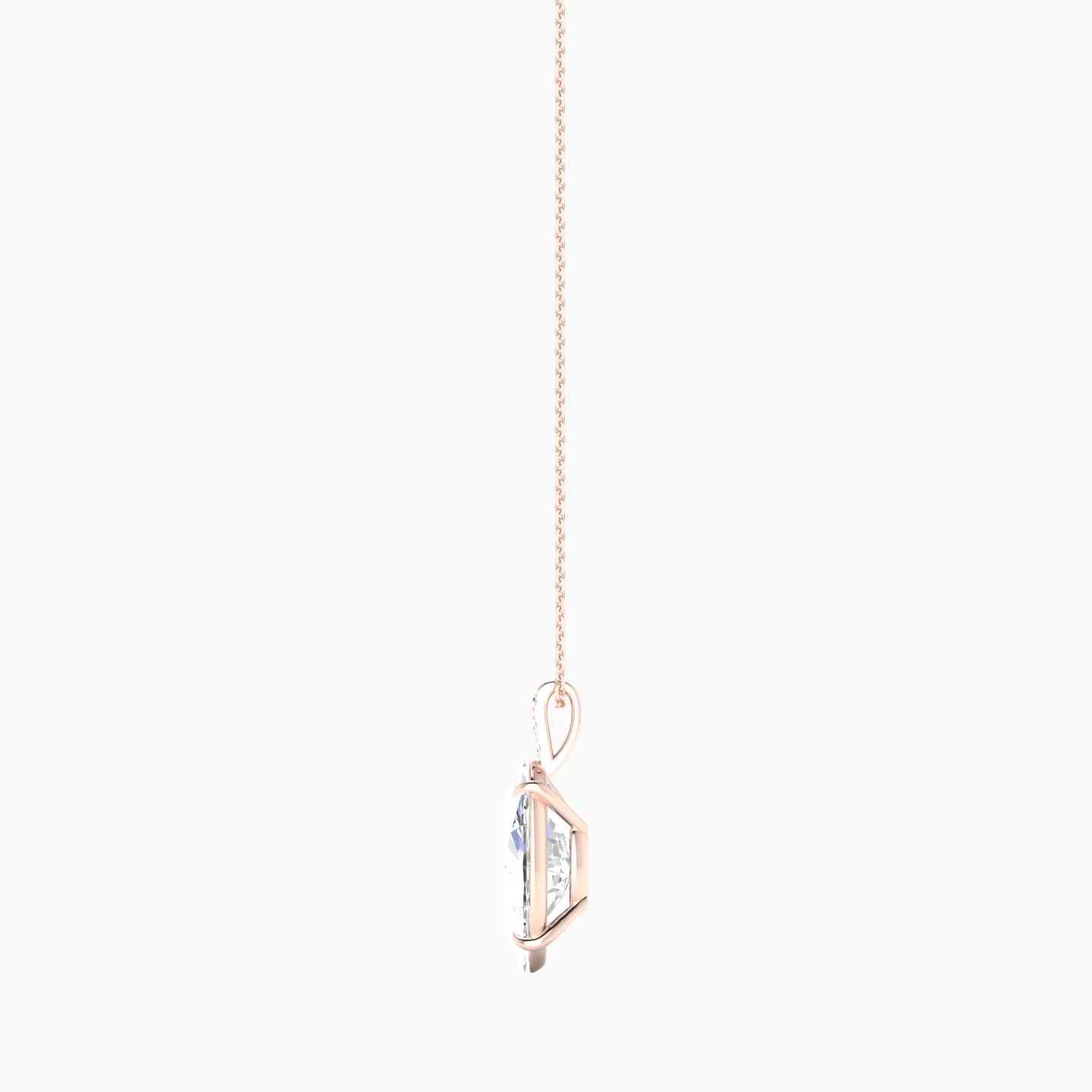Paved Hanging Solitaire | 18k Rose Gold 5 ct Lab Diamond Oval Cut Pendant