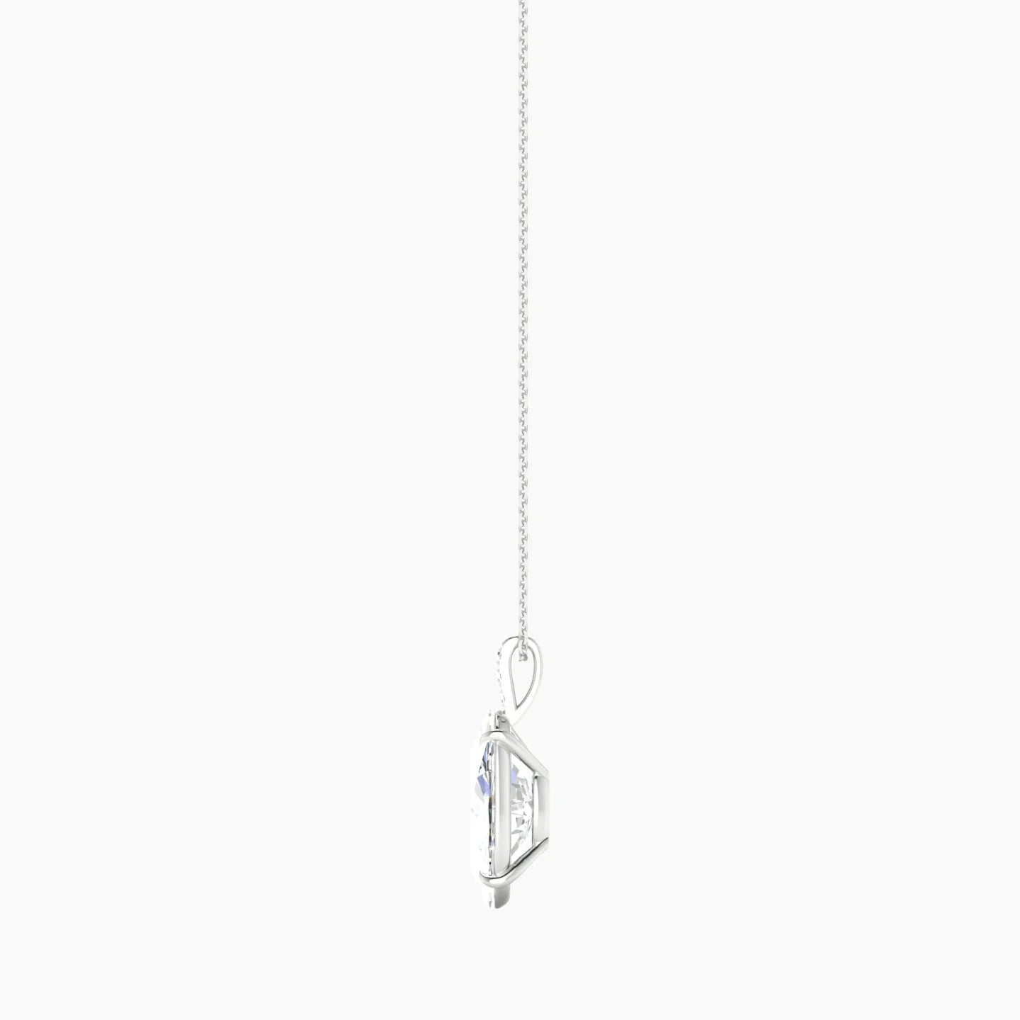 Paved Hanging Solitaire | 18k White Gold 5 ct Lab Diamond Oval Cut Pendant