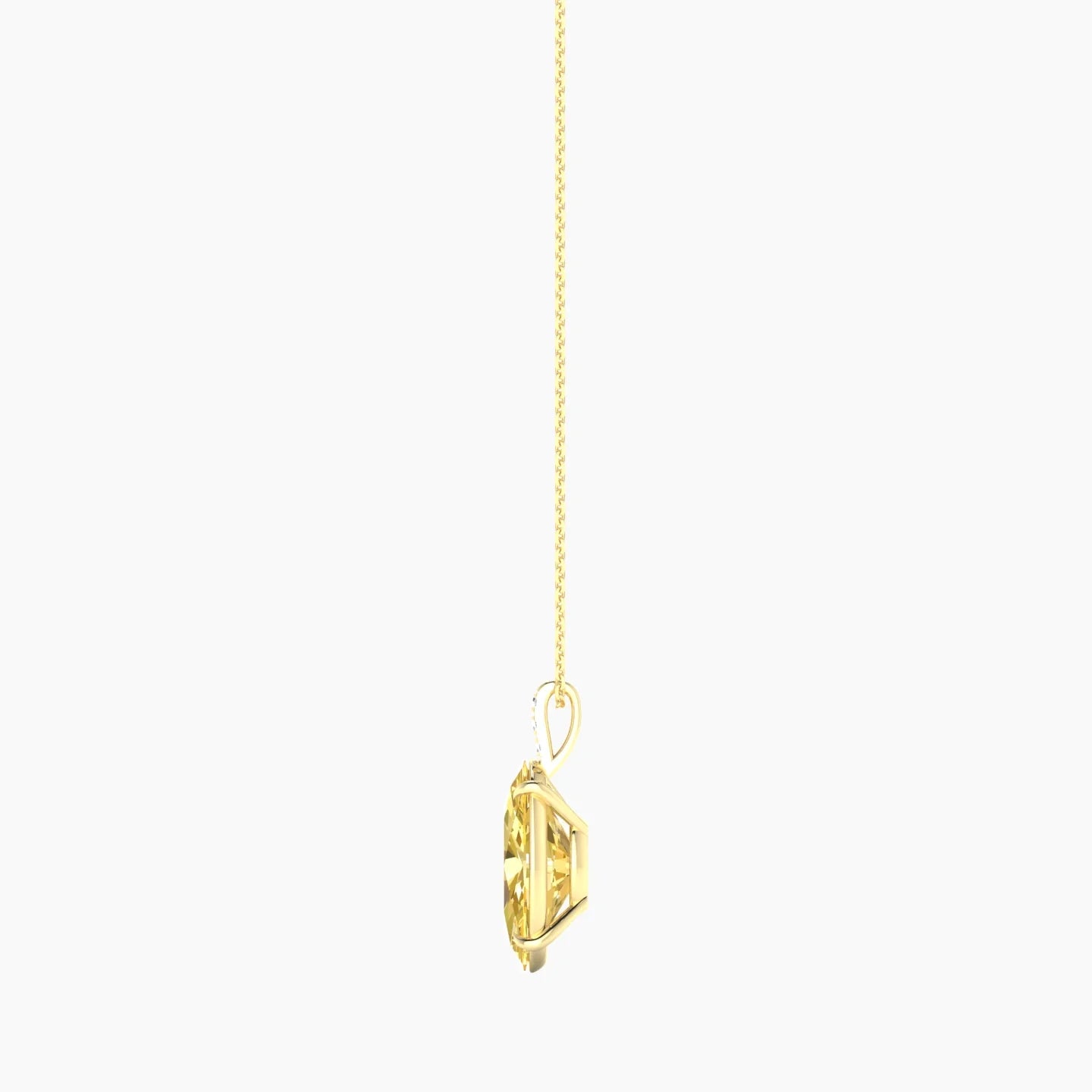 Paved Hanging Solitaire | 18k Yellow Gold 5 ct Yellow Lab Diamond Oval Cut Pendant