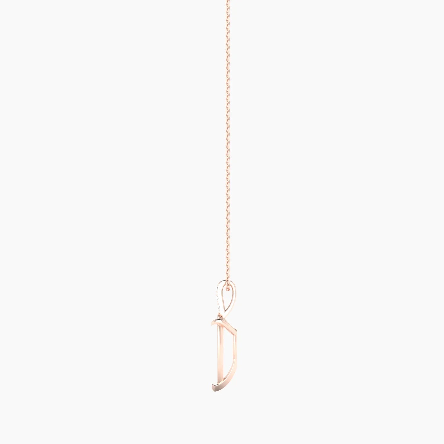 Paved Hanging Solitaire | 18k Rose Gold 3-4.99 ct Pear Cut Pendant Setting