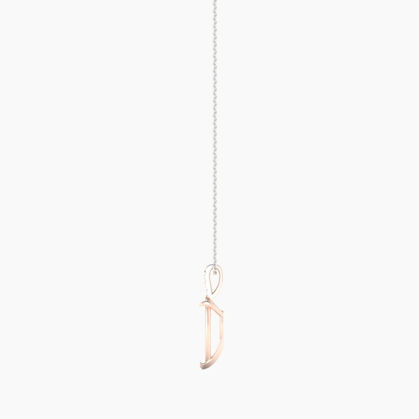 Paved Hanging Solitaire | 18k White & Rose Gold 3-4.99 ct Pear Cut Pendant Setting